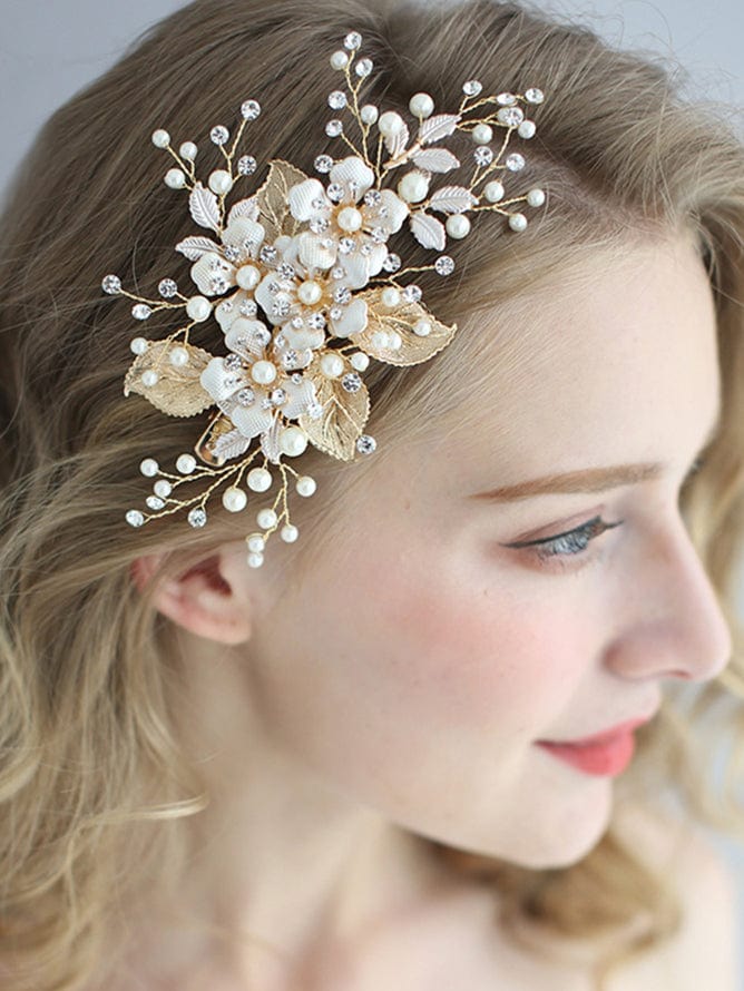 Handmade Pearl Hairpin With Flower Leaf Decoration - Ever-pretty Us