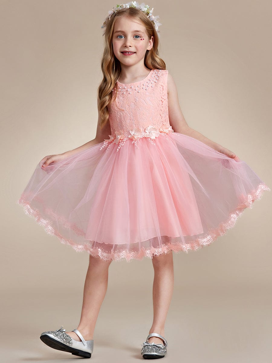 Champagne Satin Ivory Lace Sheer Back Wedding Flower Girl Dress – Flower  Girl Dresses