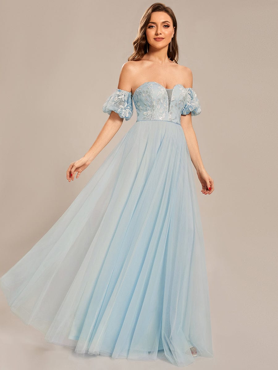 Custom Size Cute Puffy Sleeve Sweetheart Princess Tulle Formal Dress -  Ever-Pretty US
