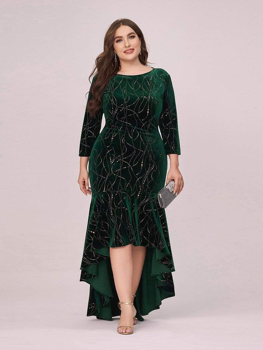 Virksomhedsbeskrivelse Kirkegård Kontrovers Plus Size Velvet Long Sleeve Formal Evening Dresses - Ever-Pretty US