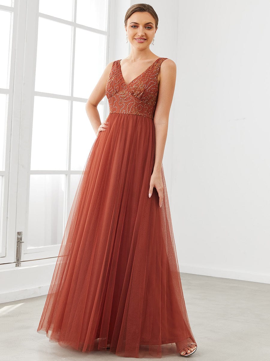 Sleeveless Lace A-Line Tulle Bridesmaid Dress - Ever-Pretty US