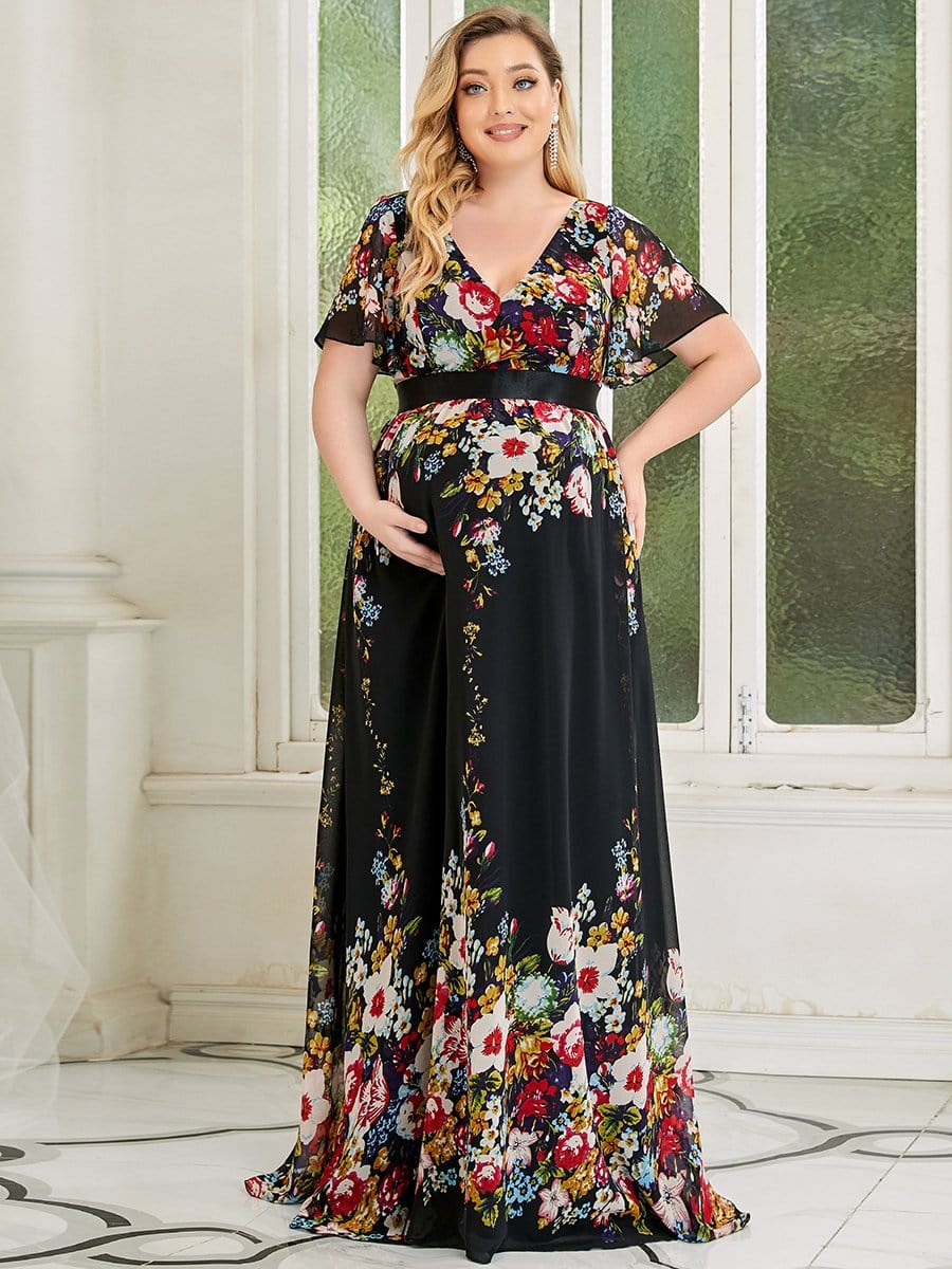 Black floral fall maternity friendy dresses for women
