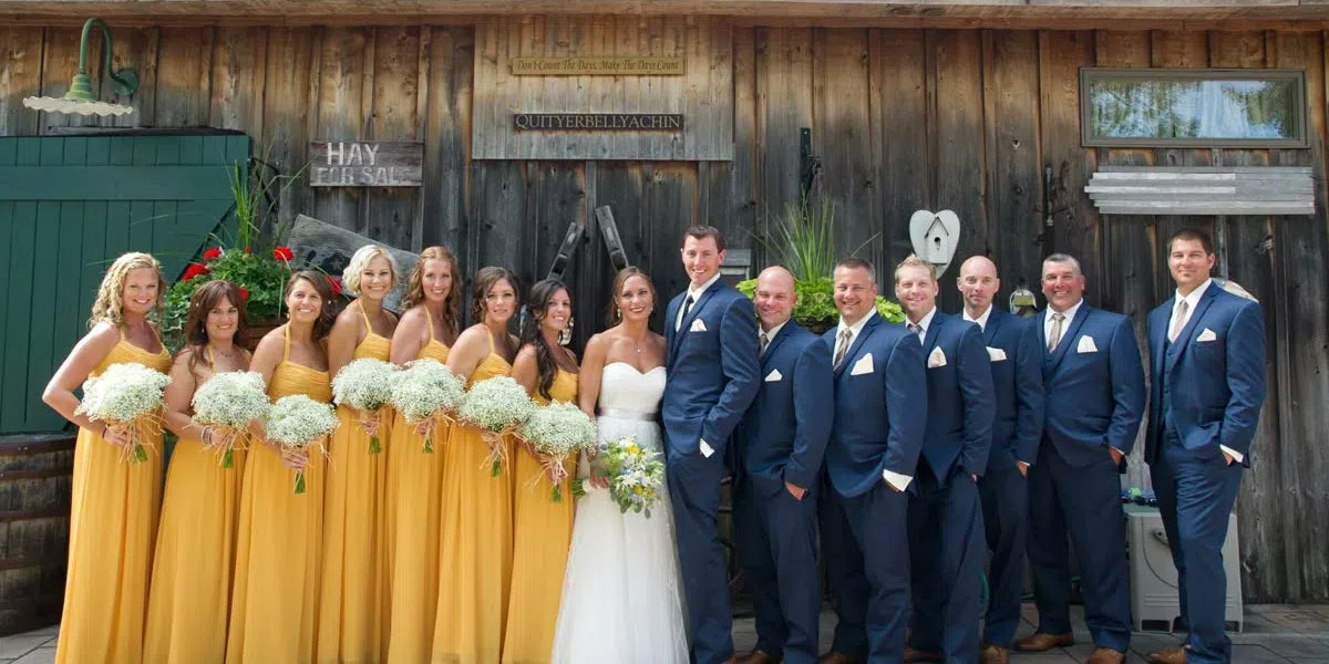 What Color Suits Go Best with Yellow Bridesmaid Dresses?