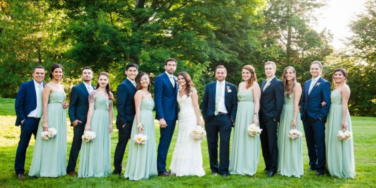 What Color Suits Go Best with Sage Green Bridesmaid Dresses?