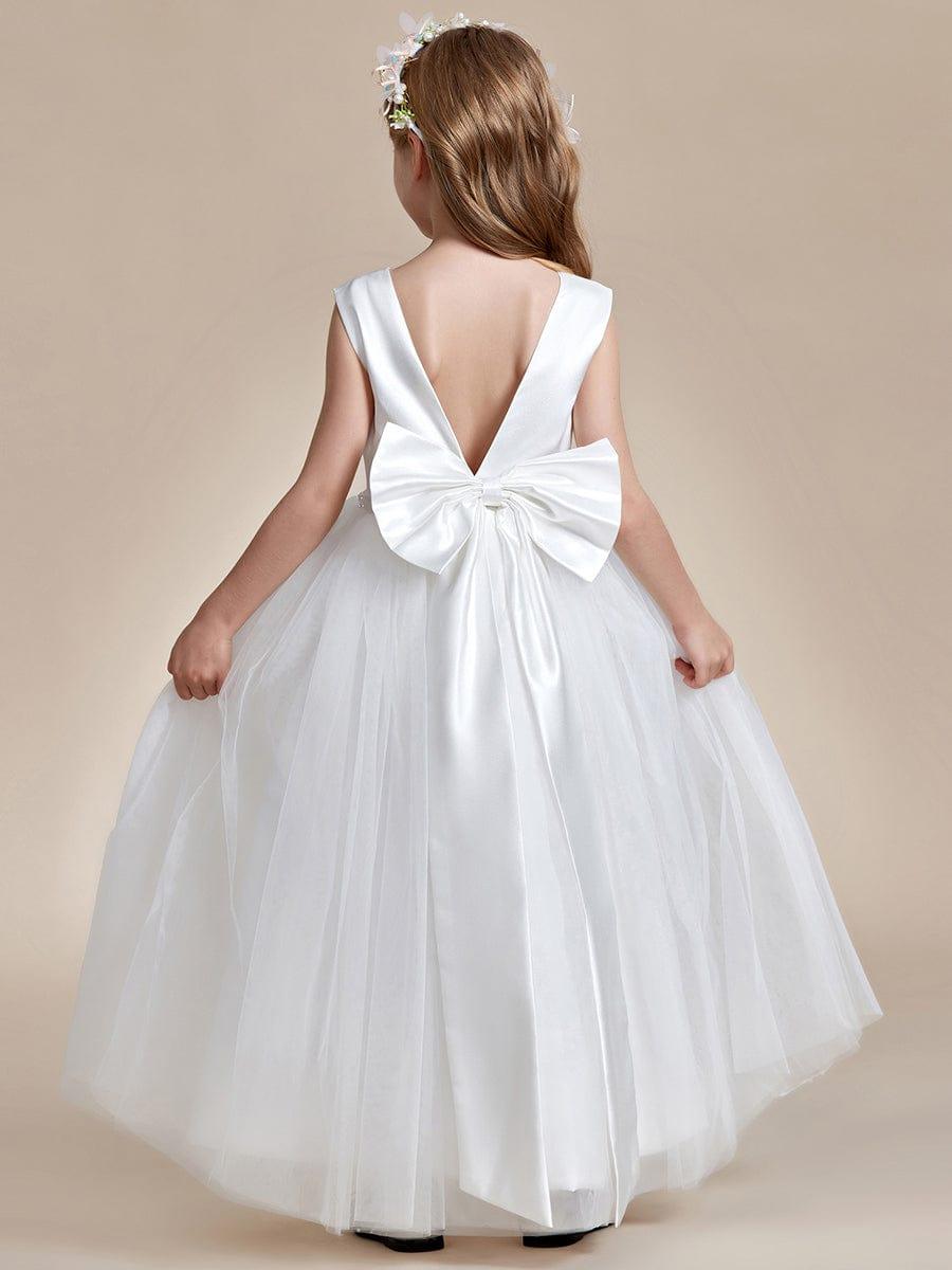 Satin Back Bow Tulle Beaded Princess Flower Girl Dress Ever Pretty US