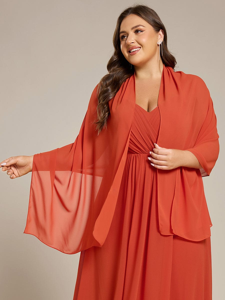 Elegant Chiffon Shawl for Special Occasions #color_Burnt Orange