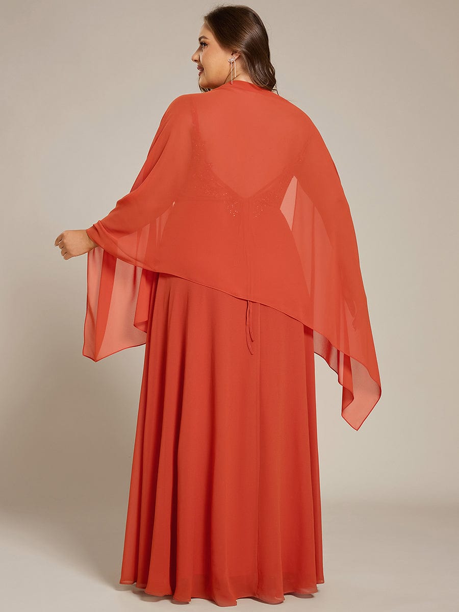 Elegant Chiffon Shawl for Special Occasions #color_Burnt Orange