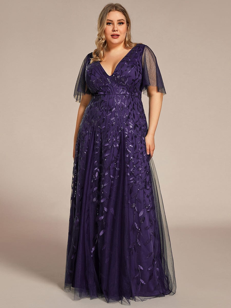 Plus Size Floor Length Formal Evening Gowns for Weddings #color_Dark Purple