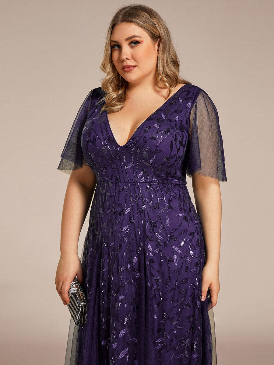 Plus Size Floor Length Formal Evening Gowns for Weddings #color_Dark Purple