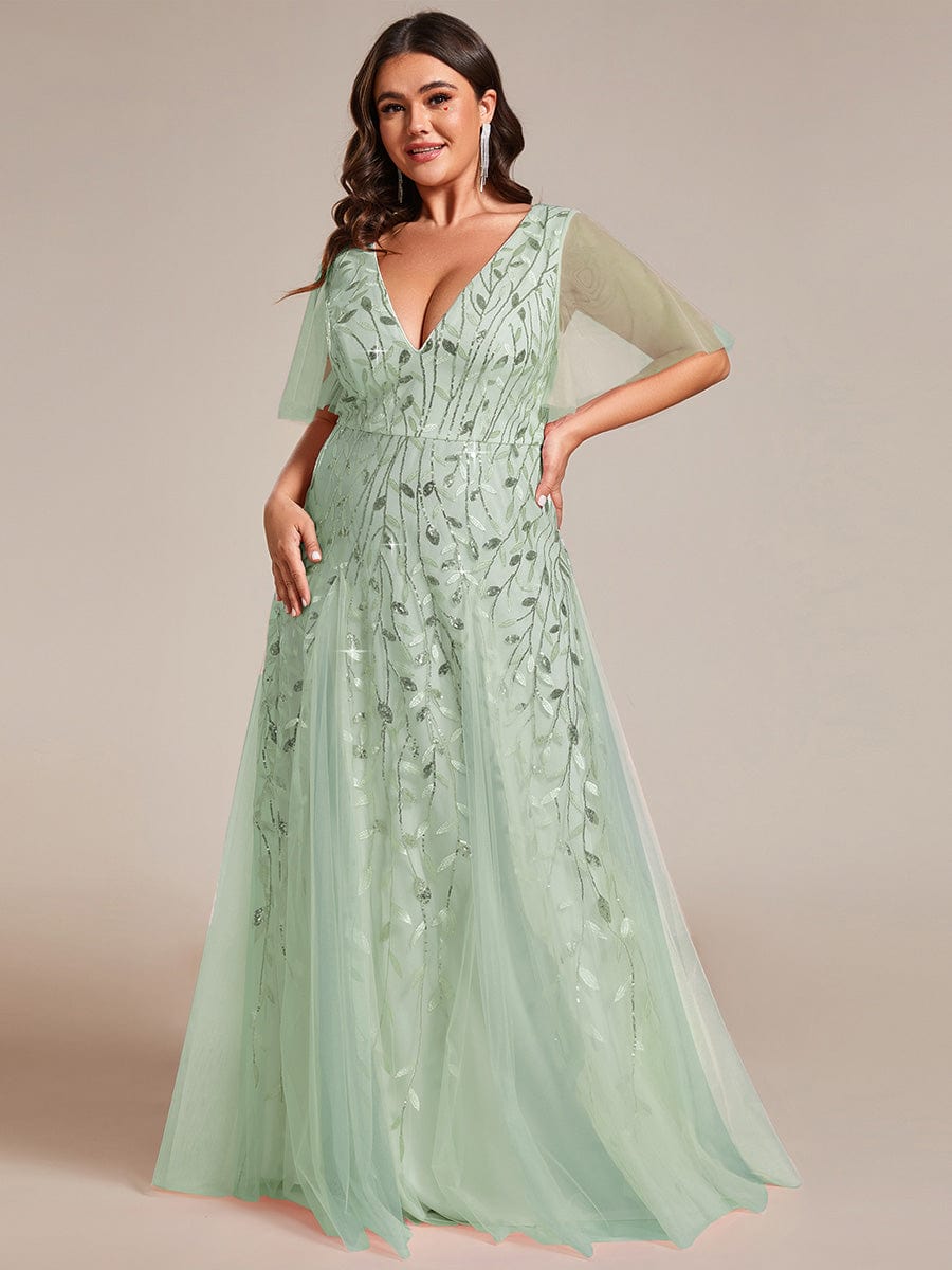 Plus Size Floor Length Formal Evening Gowns for Weddings #color_Mint Green