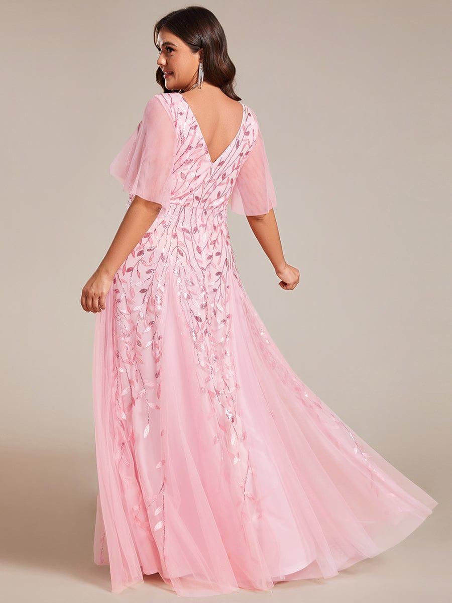 Plus Size Floor Length Formal Evening Gowns for Weddings #color_Pink