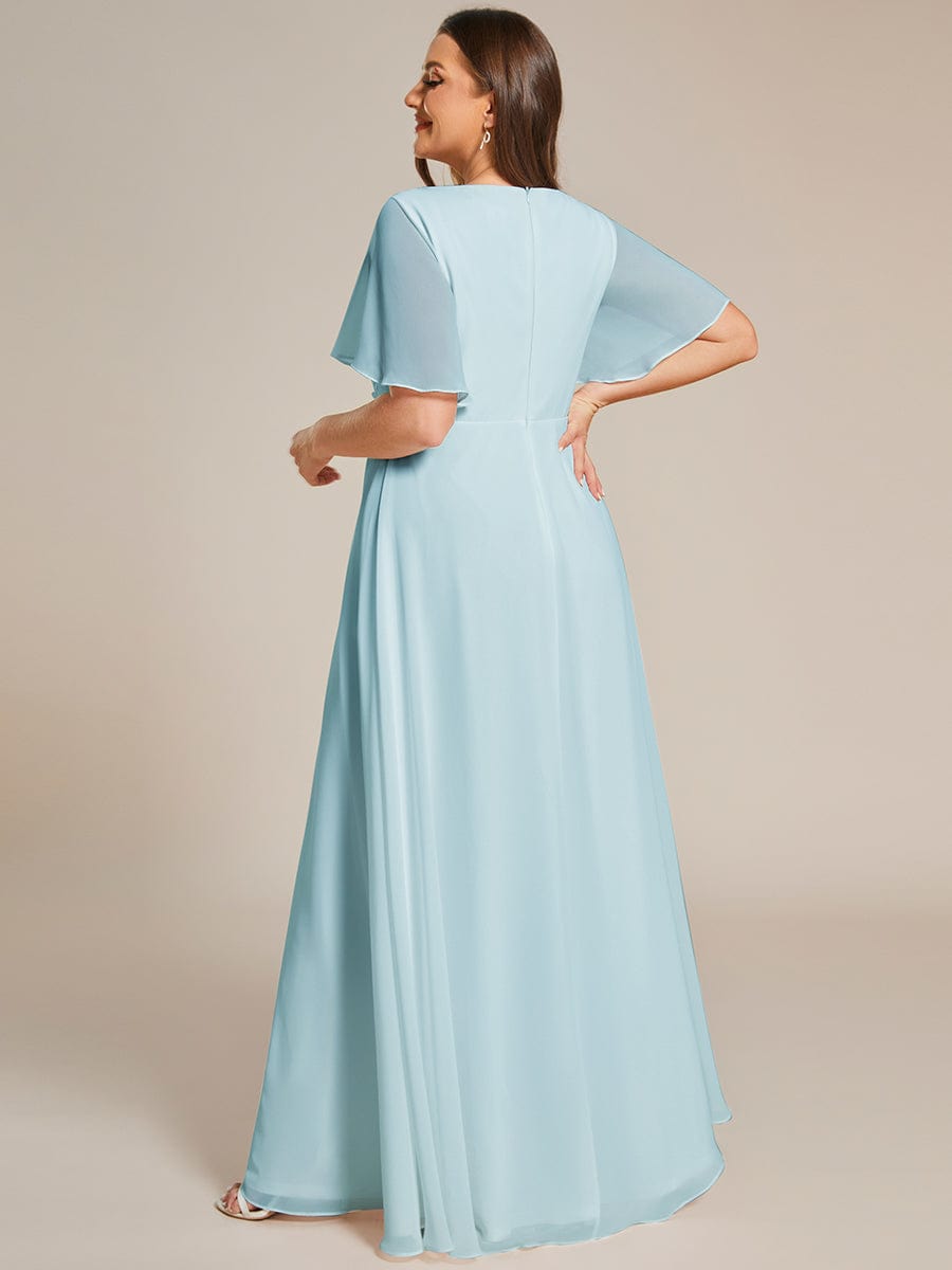 Ruffles Sleeve A-Line Chiffon Waist Applique Maxi Evening Dress #color_Sky Blue