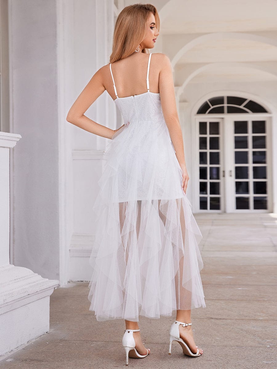 Corset Top Sweetheart See-Through Tulle Sleeveless Evening Dress #color_White