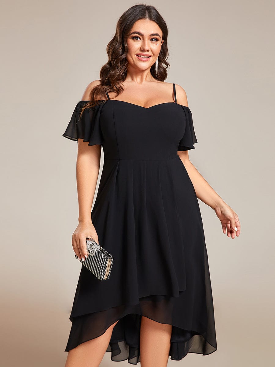 Stunning Plus Size Cold Shoulder Chiffon Midi Wedding Guest Dress -  Ever-Pretty US