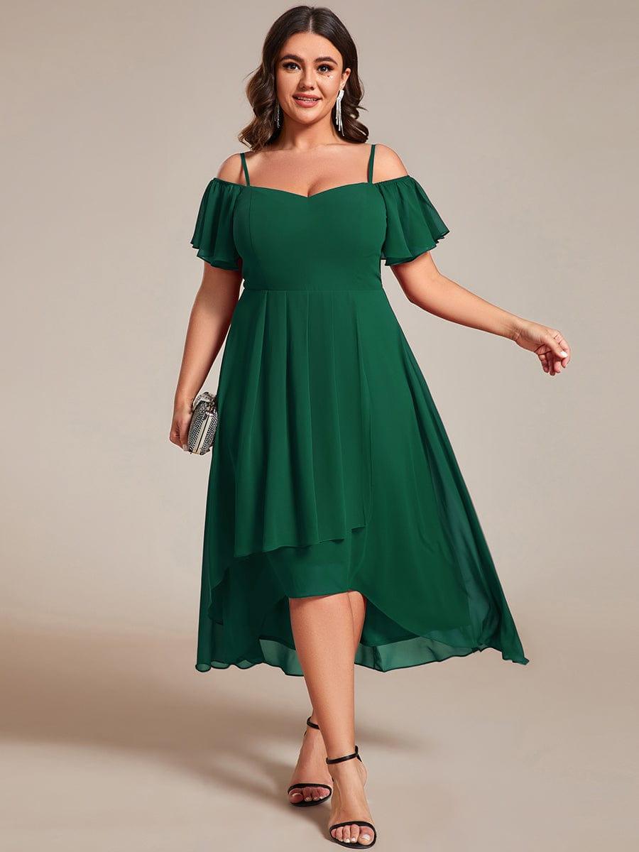 Stunning Plus Size Cold Shoulder Chiffon Midi Wedding Guest Dress Ever Pretty US