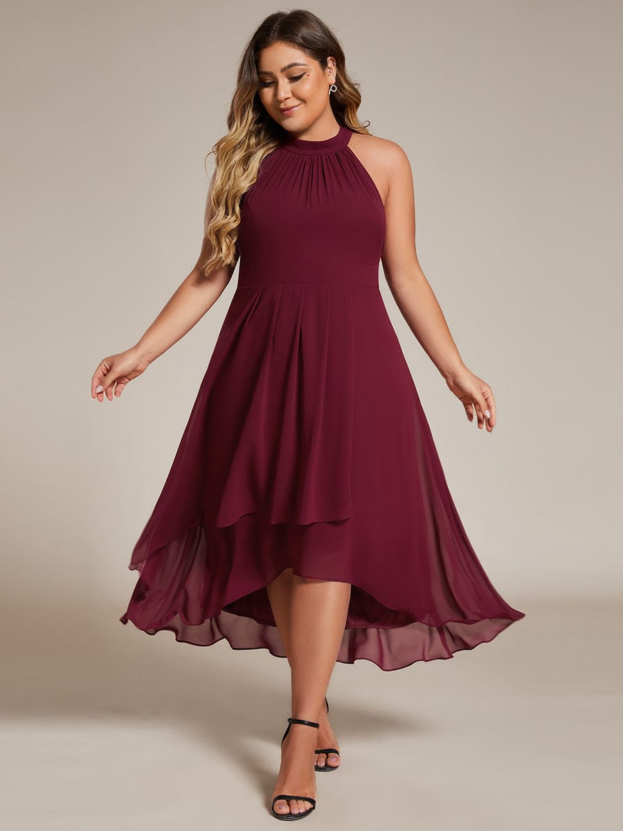 Halter neck chiffon maxi fashion dress