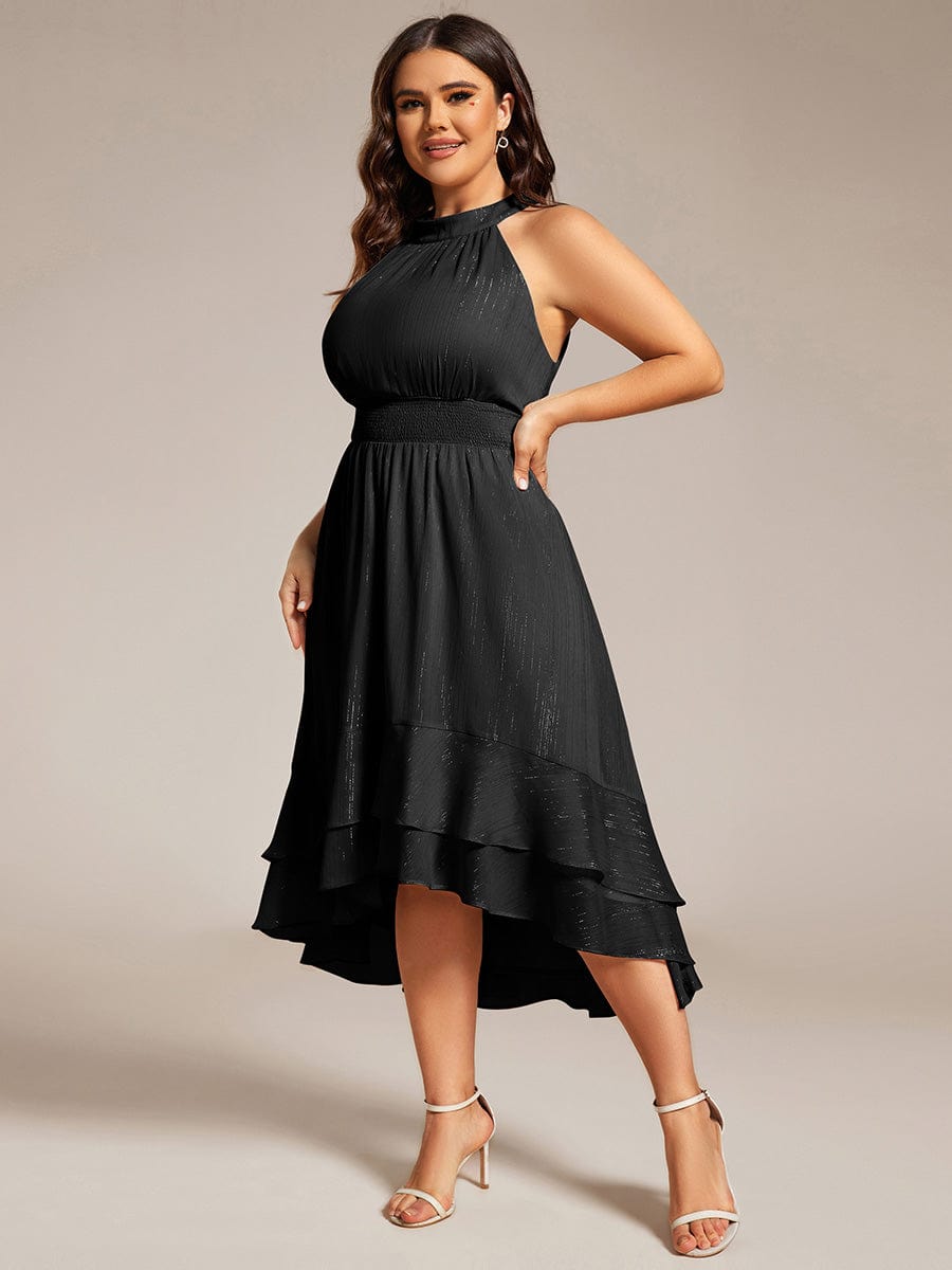 Glamorous Plus Size Glittery Halter Neck Midi Wedding Guest Dress -  Ever-Pretty US