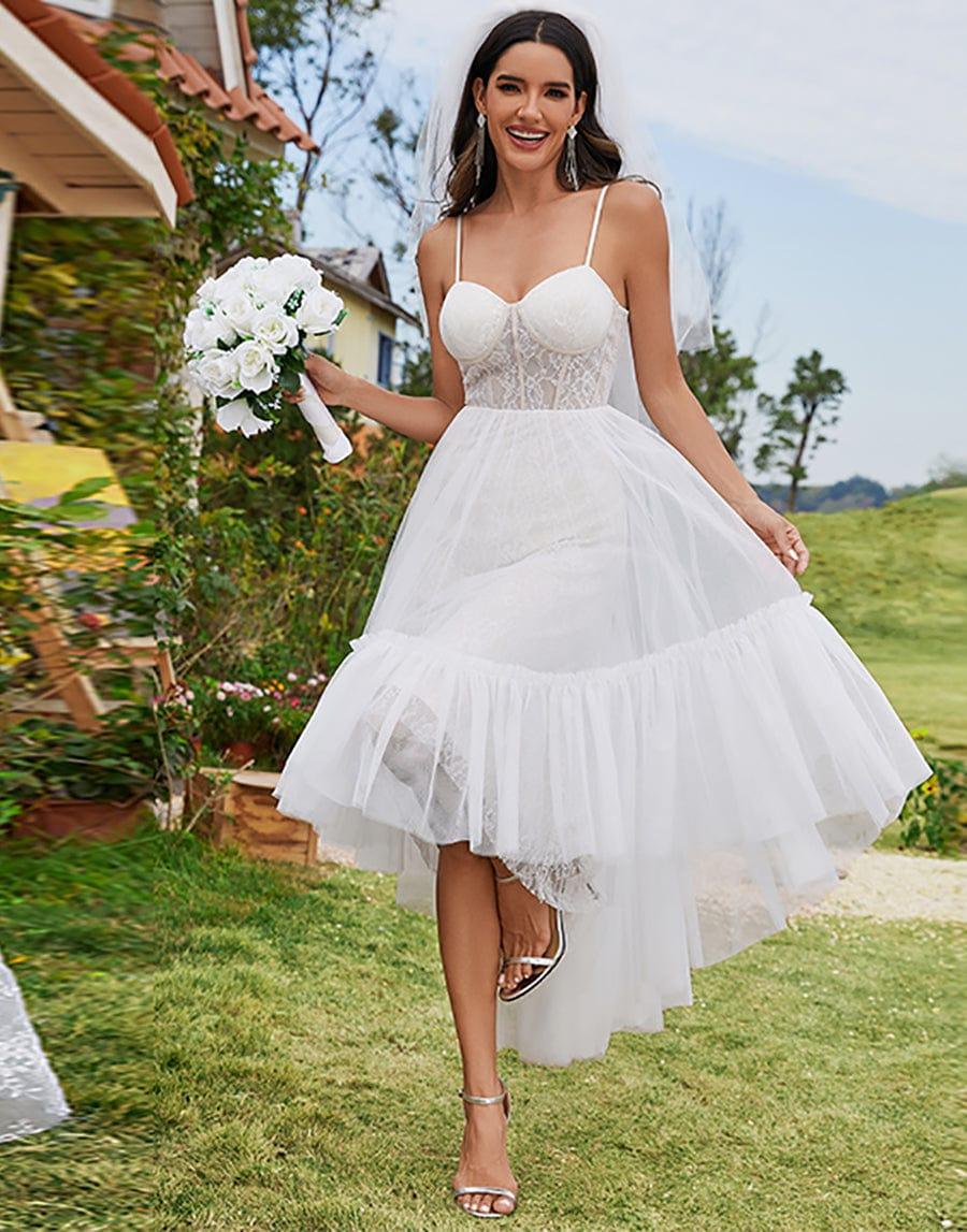 Ever Pretty Corset Top High Low Tulle Wedding Dress with Sweetheart