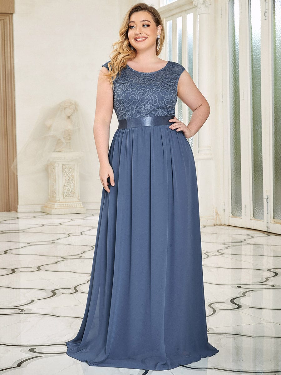 Dusty Blue and Navy Bridesmaid Gowns#style_EP00646DN