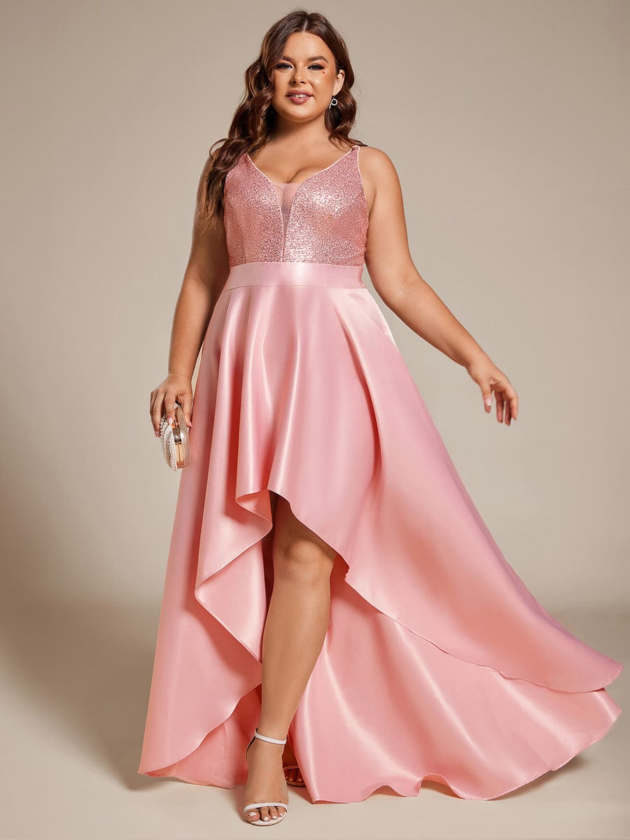 Asymmetrical Plus Size Formal Dresses for Prom #color_Pink