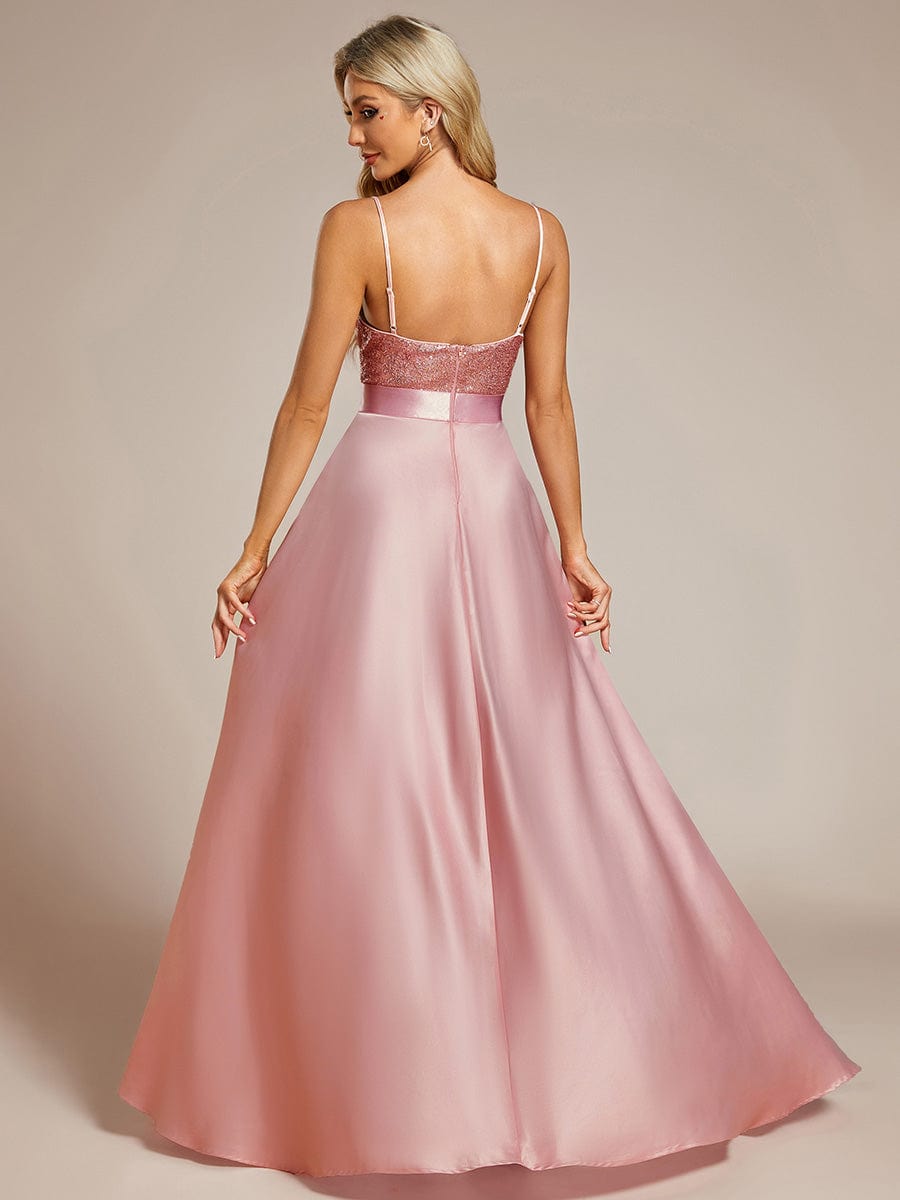 Sparkly Bodice High Low Prom Dresses for Women #color_Pink