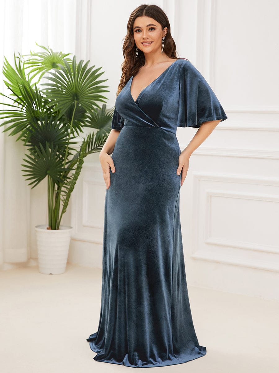 Dusty Blue and Navy Bridesmaid Gowns#style_EP00861DN