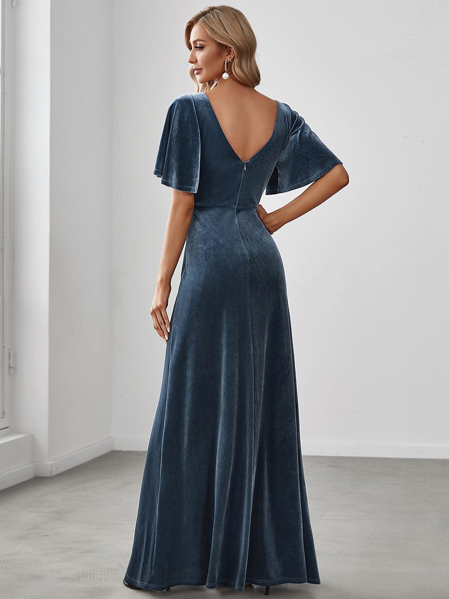 Dusty Blue and Navy Bridesmaid Gowns#style_EP00861DN