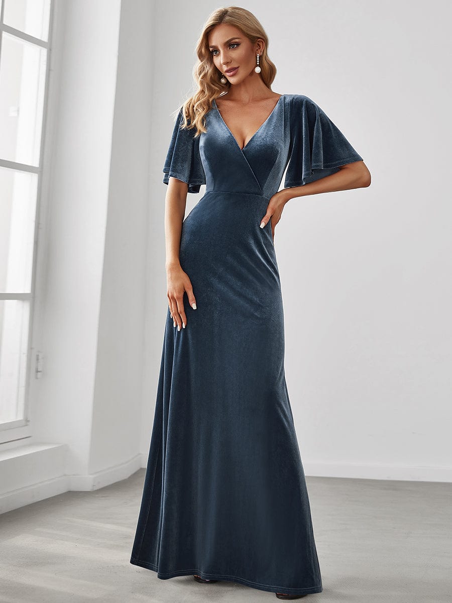 Dusty Blue and Navy Bridesmaid Gowns#style_EP00861DN