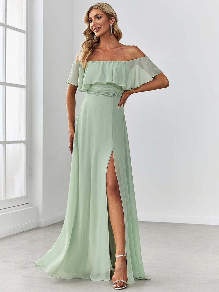 Off the shoulder chiffon dress fashion