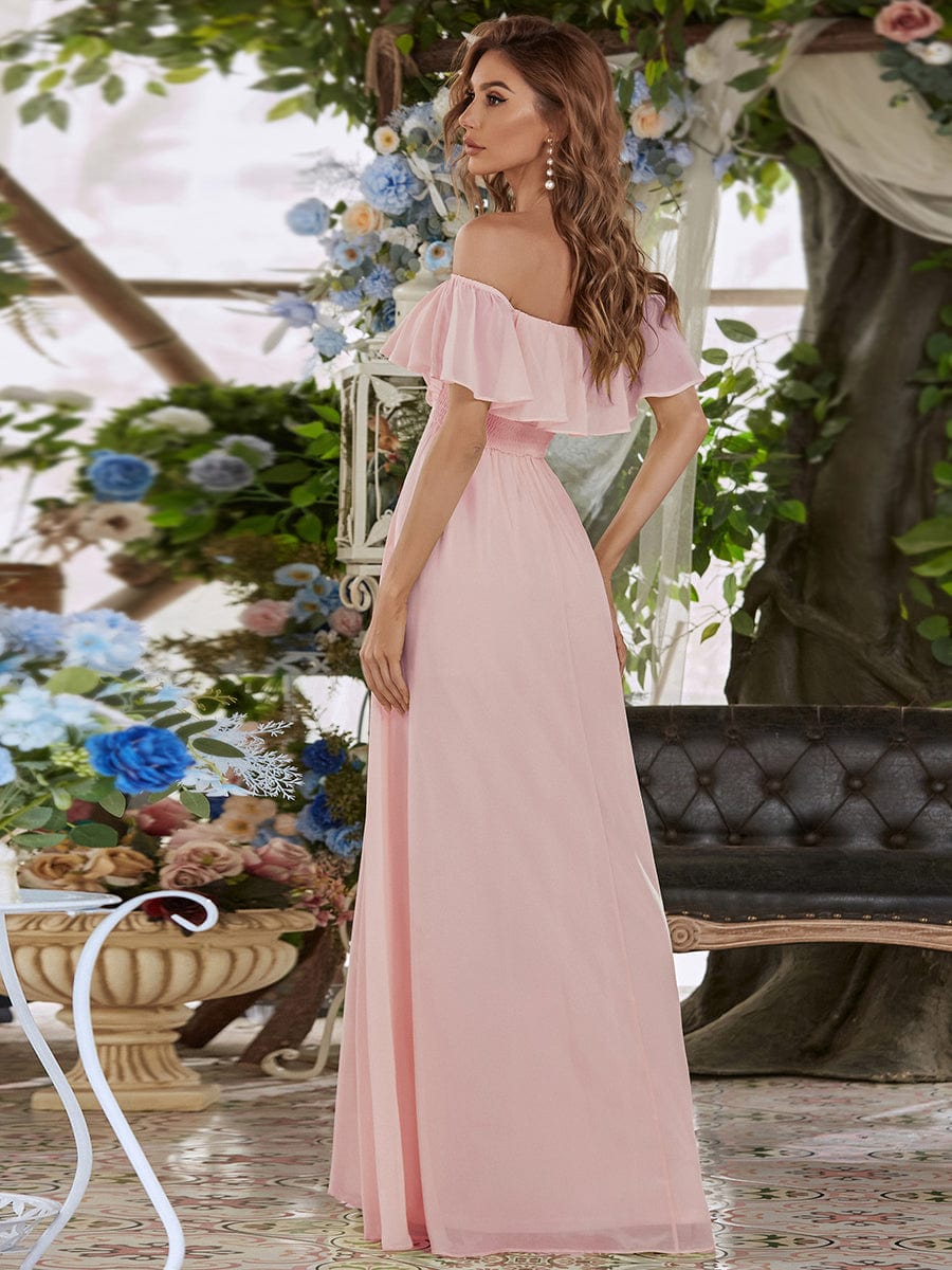 Off the Shoulder Long Flowy Bridesmaid Dress - Ever-Pretty US