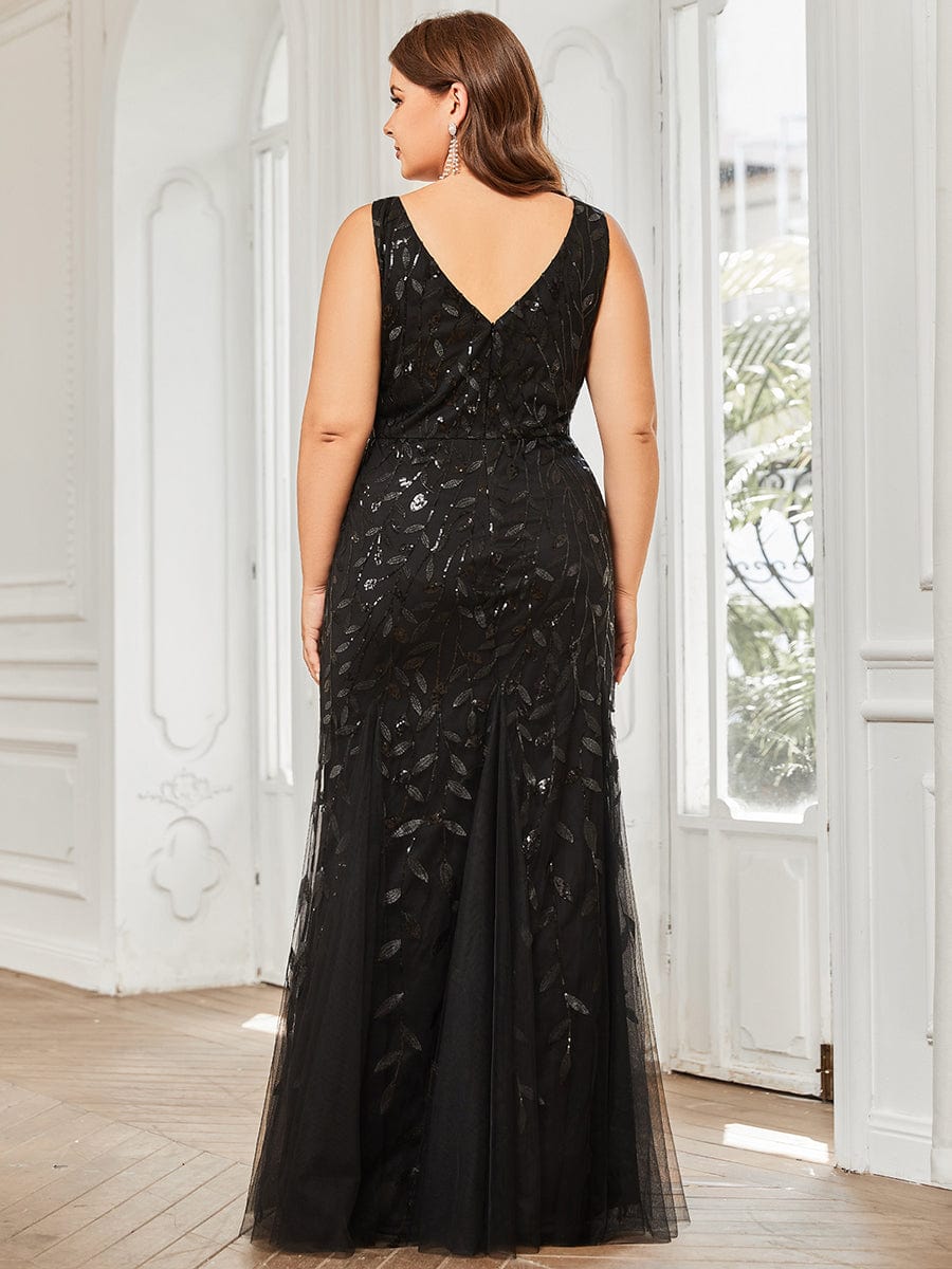 Plus Size Maxi Sequin Formal Dresses & Gowns #color_Black