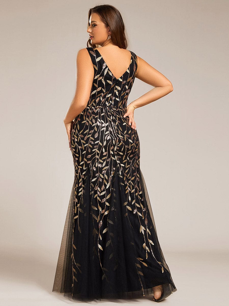 Plus Size Maxi Sequin Formal Dresses & Gowns #color_Black & Gold