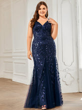 Plus Size Maxi Sequin Formal Dresses & Gowns #Color_Navy Blue