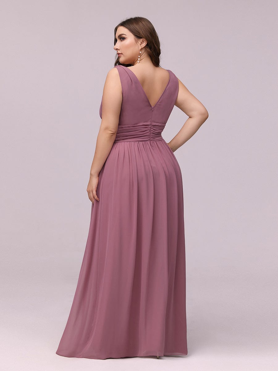 Plus Size Sleeveless V-Neck Semi-Formal Chiffon Bridesmaid Dress #color_Purple Orchid