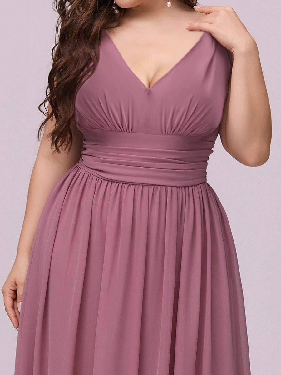 Plus Size Sleeveless V-Neck Semi-Formal Chiffon Bridesmaid Dress #color_Purple Orchid