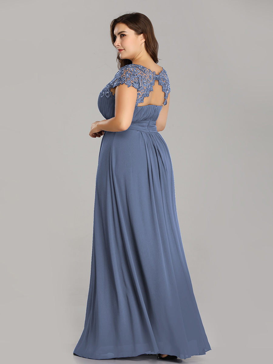 Dusty Blue and Navy Bridesmaid Gowns#style_EP09996DN