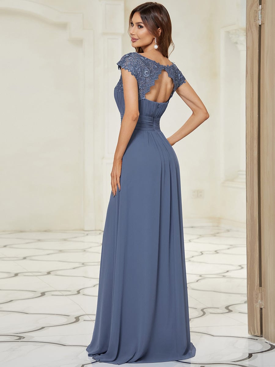 Dusty Blue and Navy Bridesmaid Gowns#style_EP09996DN