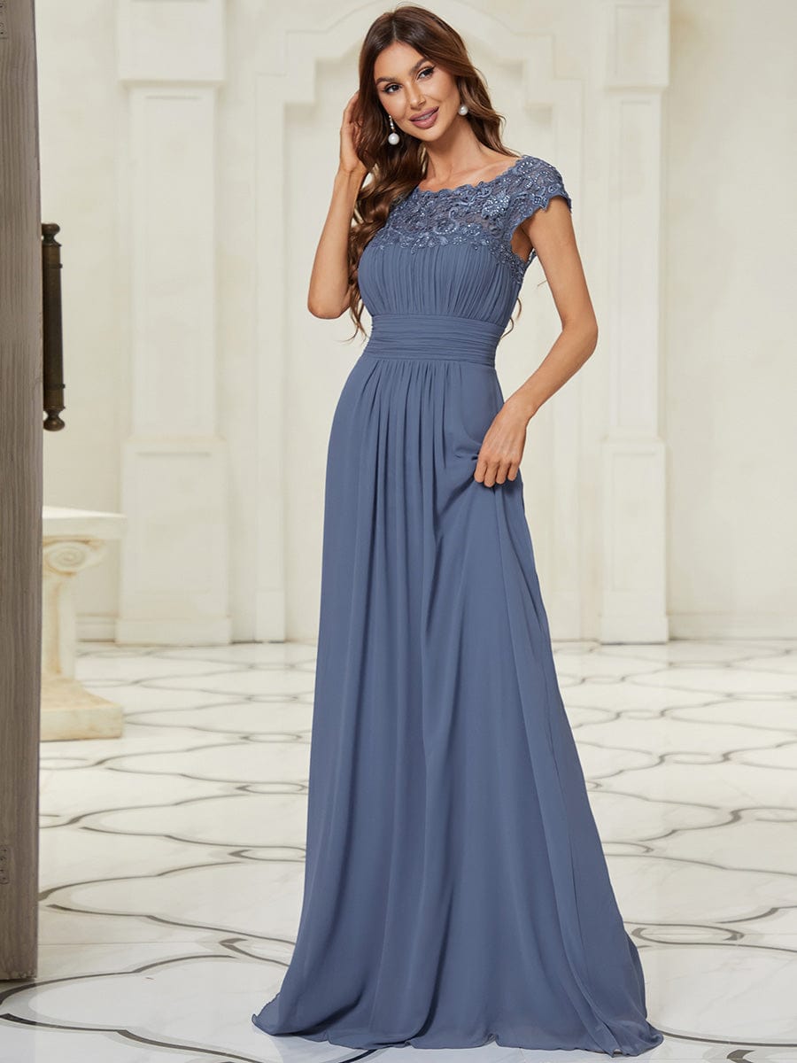 Dusty Blue and Navy Bridesmaid Gowns#style_EP09996DN