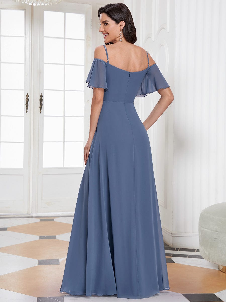 Dusty Blue and Navy Bridesmaid Gowns#style_ES00237DN