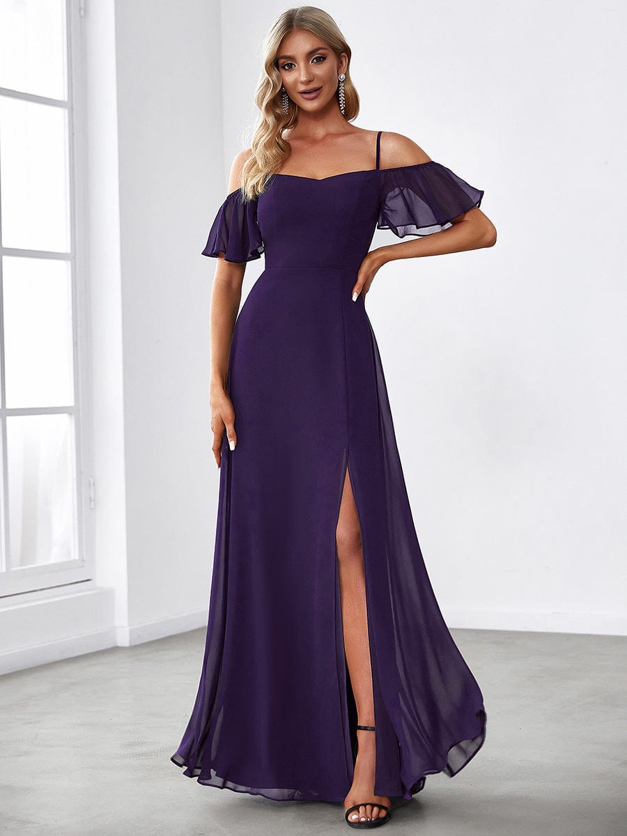 Stylish Cold Shoulder Flowy Bridesmaid Dress with Flare Sleeve -  Ever-Pretty US