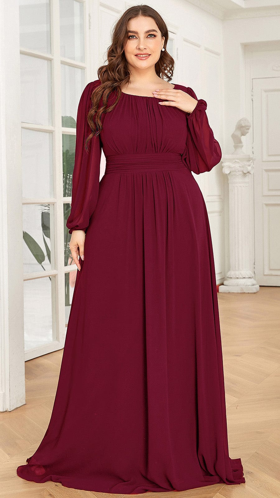 Burgundy Bridesmaid Gowns #style_ES0106BBD