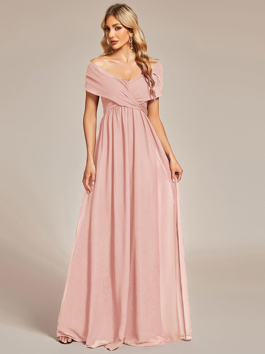 Multiway Chiffon Pleated Strapless Tie-Waist Bridesmaid Dress #color_Pink