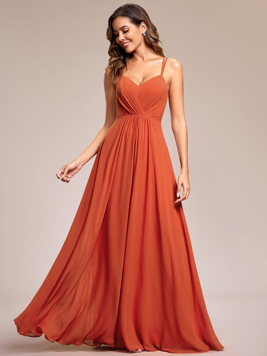 Plus Size Convertible Lace-Up Chiffon Bridesmaid Dress #color_Burnt Orange