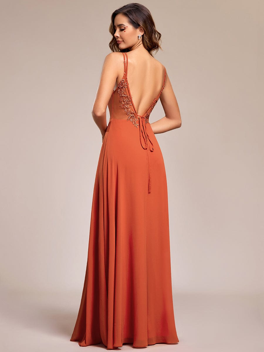 Plus Size Convertible Lace-Up Chiffon Bridesmaid Dress #color_Burnt Orange