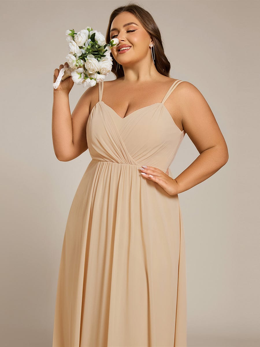 Plus Size Convertible Lace-Up Chiffon Bridesmaid Dress #color_Champagne