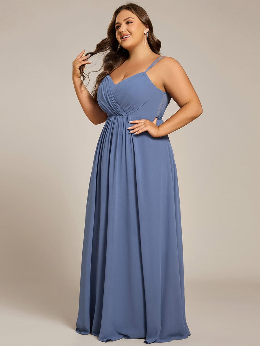 Plus Size Convertible Lace-Up Chiffon Bridesmaid Dress #color_Dusty Blue