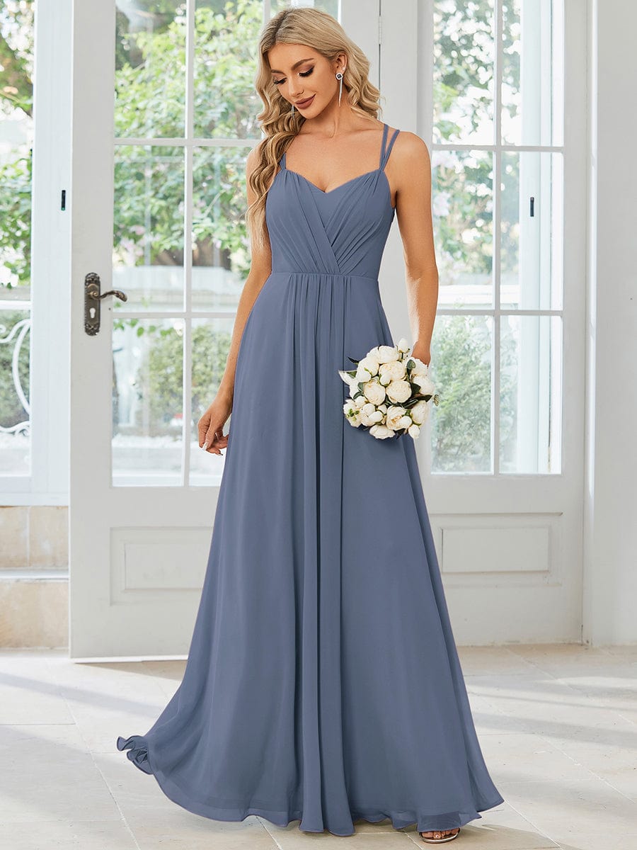 Plus Size Convertible Lace-Up Chiffon Bridesmaid Dress #color_Dusty Blue