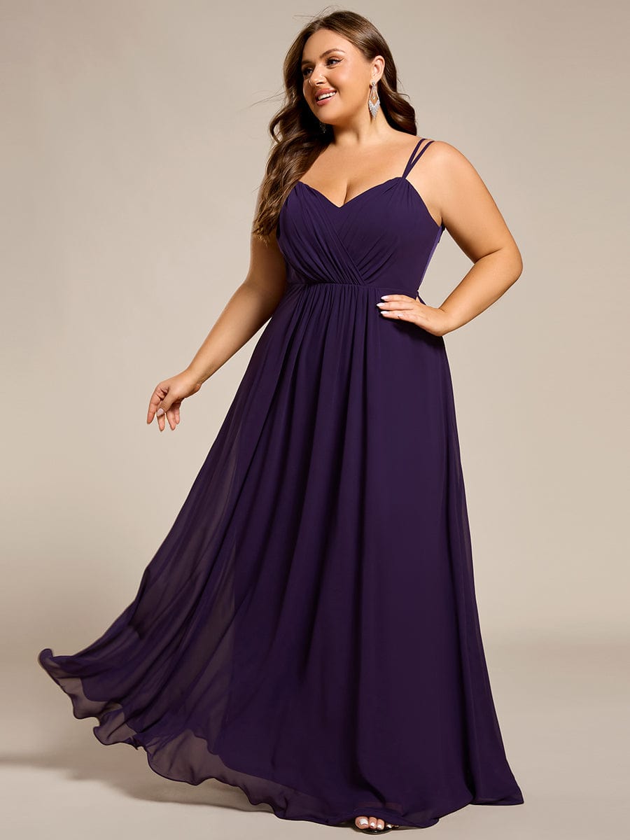 Plus Size Convertible Lace-Up Chiffon Bridesmaid Dress #color_Dark Purple