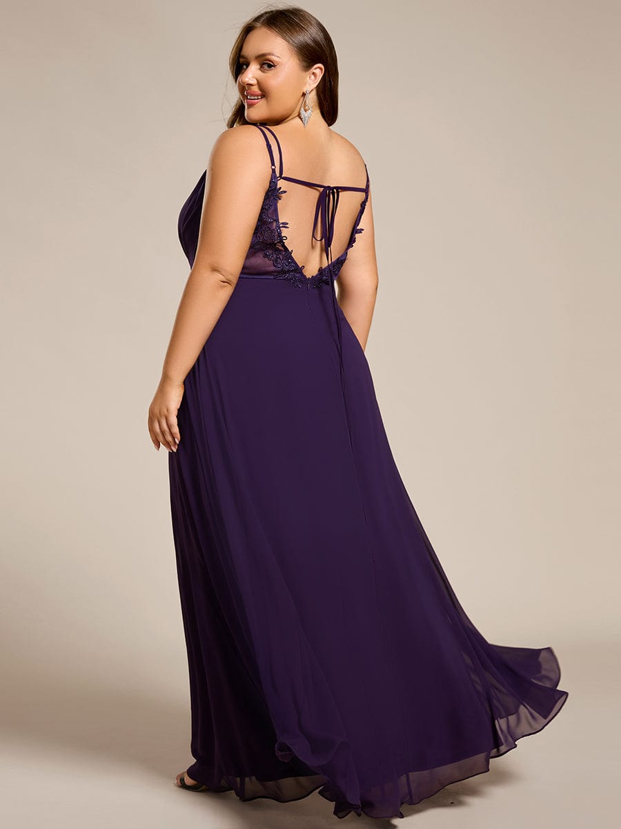 Plus Size Convertible Lace-Up Chiffon Bridesmaid Dress #color_Dark Purple