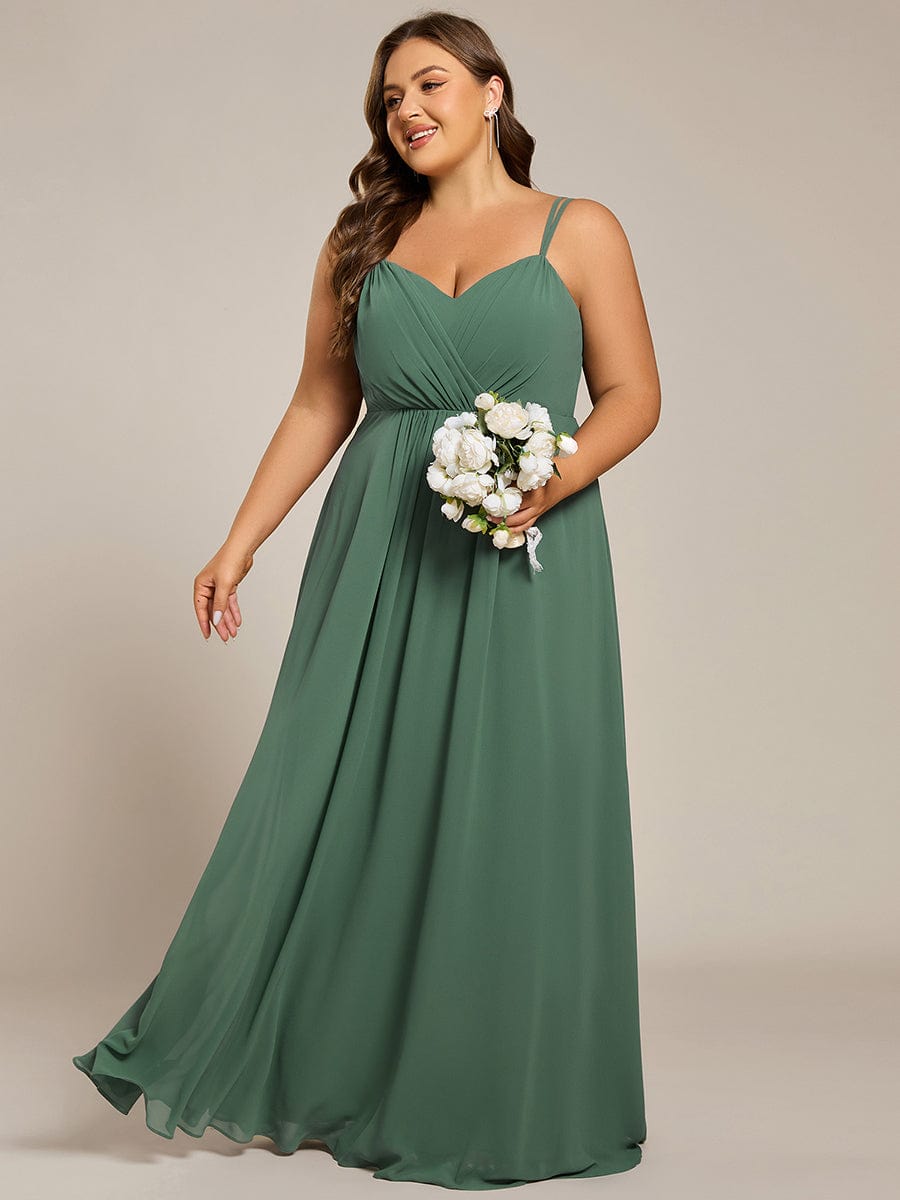 Chiffon and Lace Open Back Spaghetti Straps Bridesmaid Dress #color_Eucalyptus